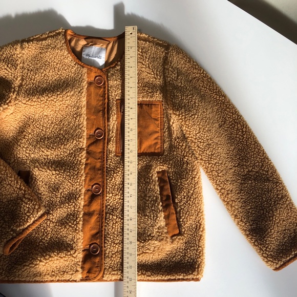 Madewell Women's Cozy Teddy Sherpa Chestnut Jacket with Corduroy Trim XS - Picture 12 of 13